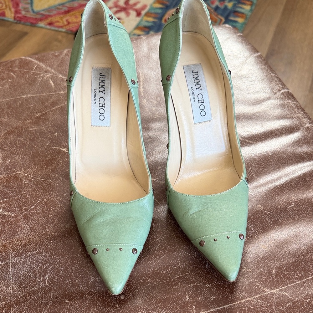 Jimmy Choo seafoam green pumps